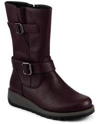 Pavers - Dual Buckle Calf Length Boots - Lyst