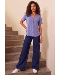 Roman - Petite V-Neck Buttoned Blouse - Lyst