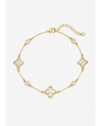 Jon Richard - Plated Mother Of Pearl & Crystal Clover Bracelet - Lyst