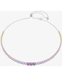 Swarovski - Matrix Rhodium Plated Multicolour Crystal Necklace 5751196 - Lyst