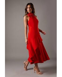 Coast - High Neck Corsage Detail Midi Dress - Lyst