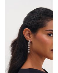 Jon Richard - Rhodium Plated Crystal Linear Drop Earrings - Lyst