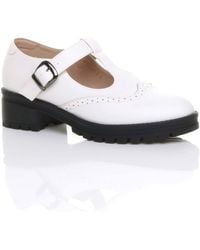 AJVANI - Mid Heel Chunky Brogues Buckled T-Bar Mary Janes - Lyst