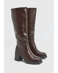 Dorothy Perkins - Faith: Sealia Faux Leather Medium Block Heel High Leg Boots - Lyst