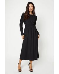 Dorothy Perkins - Shirred Waist Long Sleeve Midi Dress - Lyst