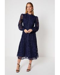 Oasis - Premium Organza Lace Trim Midi Shirt Dress - Lyst