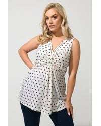 Yours - Polka Dot Knot Front Top - Lyst