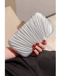 AJVANI - Evening Pleated Satin Bridal Wedding Prom Party Bag - Lyst