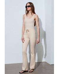 Dilvin - Mid-Waist Flare Jersey Pants W/ Drawstring - Lyst