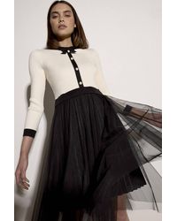 Apricot - Tulle Skirt Knit Mini Dress - Lyst