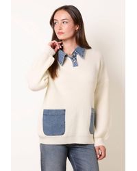 Blue Vanilla - Long Sleeve Button Up Collar Jumper - Lyst