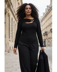 WOVCOR - Cut Out Hardware Detail Long Sleeve Fitted Top - Lyst