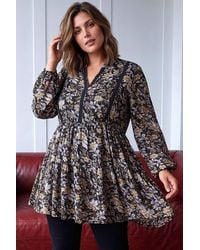 Roman - Curve Floral Woven Tunic Top - Lyst