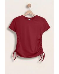 Enorsia - Ruched Side Seam Short Sleeve T-Shirt - Lyst