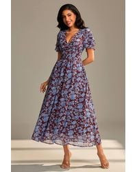 Jolie Moi - Layered Angel Sleeved Chiffon Maxi Dress - Lyst