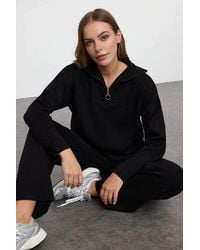 WOVCOR - 2-Piece Loose Fit Zip-Up Knit Top & Pants Set - Lyst
