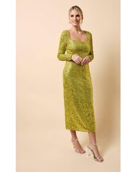Little Mistress - Sequin Square Neck Midaxi Dress - Lyst