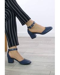AJVANI - Mid Block Heel Ankle Strap 2 Part Heels - Lyst
