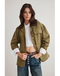 WOVCOR - Plain Collared Button Front Utility Jacket - Lyst
