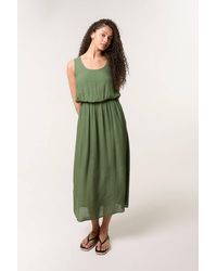 Blue Vanilla - Elasticated Waist Sleeveless Round Neck Midi Dress - Lyst