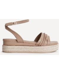 Linzi - Dazed Mocha Faux Leather Flatform Sandals - Lyst
