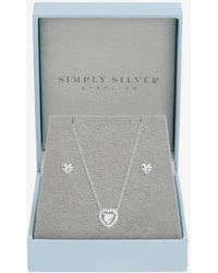 Simply Silver - Sterling Plated Halo Heart Set - Lyst