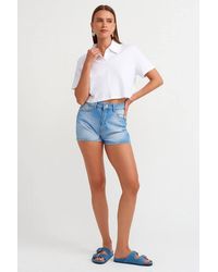 Dilvin - High-Waist Cotton Denim Mom Shorts - Lyst