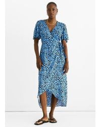 Gini London - Animal Print Viscose Wrap Midi Dress - Lyst