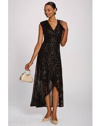 Jolie Moi - Sequin V-Neck Maxi Dress - Lyst