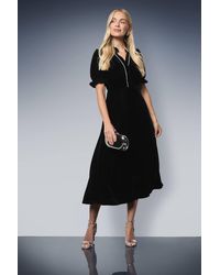 Wallis - Petite Velvet Embellished Midi Dress - Lyst