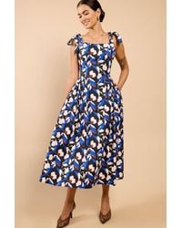 Little Mistress - Floral Print Tie Strap Midaxi Dress By Vicky Pattison - Lyst