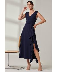 Jolie Moi - Wrap Front Frill Detail Maxi Dress - Lyst