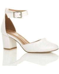 AJVANI - Mid Block Heel Ankle Strap 2 Part Heels - Lyst