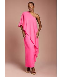 Coast - One Shoulder Chiffon Cape Crepe Maxi Pencil Dress - Lyst