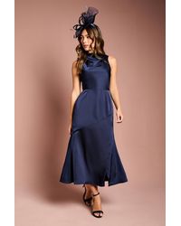 Coast - Cowl Neck Sleeveless Satin Midi Dress - Lyst