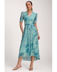 Jolie Moi - Printed Mesh Dip Hem Maxi Dress - Lyst