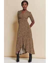 Jolie Moi - Print Viscose Frill Hem Maxi Dress - Lyst
