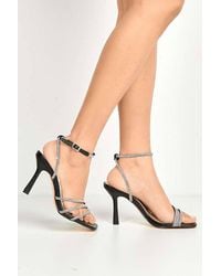 Miss Diva - Camina Diamante Embellished 3 Strap Heeled Sandals - Lyst