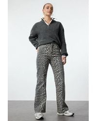 WOVCOR - Leopard Print High Waist Wide Leg Jeans - Lyst