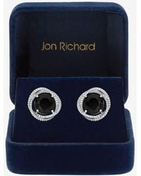 Jon Richard - Rhodium Plated Cubic Zirconia Twist Halo Sapphire Stud Earrings - Lyst