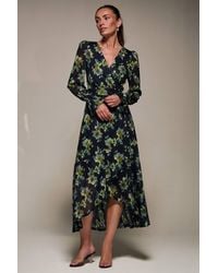 Jolie Moi - Ruffle Cuffed Sleeve Frill Mesh Maxi Dress - Lyst