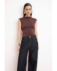 WOVCOR - Boat Neck Sleeveless Knit Sandy Party Blouse - Lyst