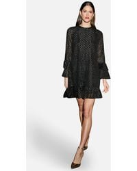 Yumi' - Foil Print Tunic W/ Flared Sleeves Dress - Lyst