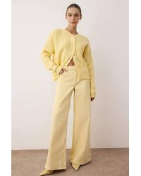 WOVCOR - Textured Knit Button-Front Crew Neck Cardigan - Lyst