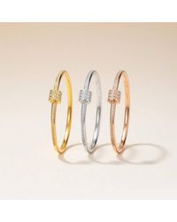 The Colourful Aura - Stainless Steel Zircon Ball Crystal Round Fashion Open Bangle Bracelet - Lyst