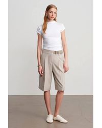 Dilvin - High-Waist Striped Tailored Shorts With Belt - Lyst