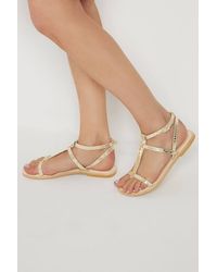 Long Tall Sally - Leather Snake Strap Sandals - Lyst