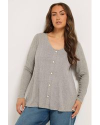 Yours - Ribbed Button Front Top - Lyst