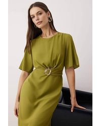 WOVCOR - Belted Midi Dress W/ Ring Detail - Lyst