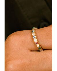The Colourful Aura - Adjustable Multicolour Minimalist Slim Stacking Evil Eye Band Ring - Lyst